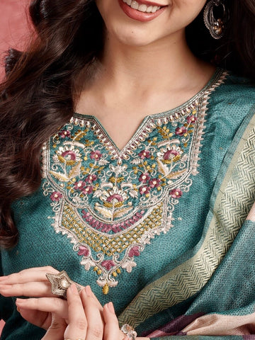 Lush Green Premium Ethnic Ready To Wear Kurti Set Geetha Creation